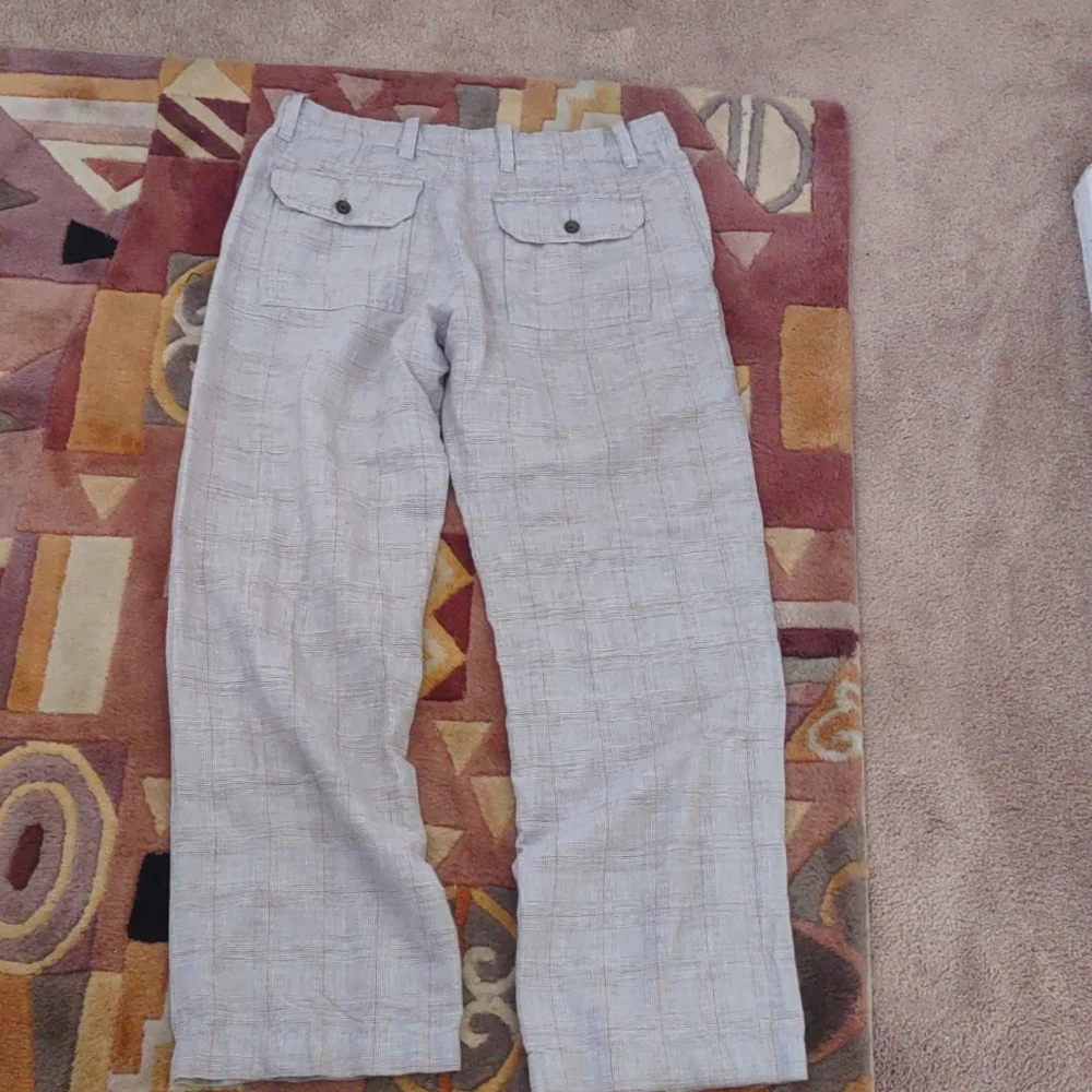 Banana Republic Linen Blend Plaid Pants, 32x30